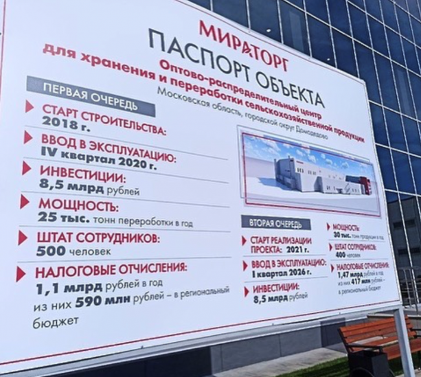 Строительство 2-й очереди распредцентра Мираторг Домодедово за 8,5 млрд руб.
